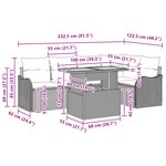 Ensemble de Canapés de Jardin 6 Pièces avec Coussins Gris Poly Rattan Acacia