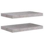 vidaXL Étagères murales flottantes 2 Pièces gris béton 50x23x3 8 cm MDF