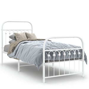 vidaXL Cadre de lit métal sans matelas avec pied de lit blanc 75x190cm