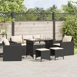 vidaXL Salon de jardin 6 Pièces avec coussins noir résine tressée