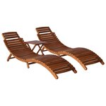 vidaXL Chaise longue avec table à thé 3 Pièces Bois d'acacia massif