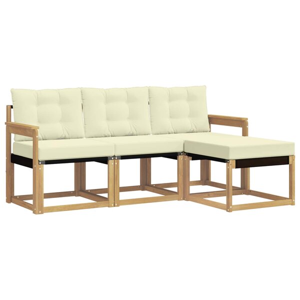 vidaXL Ensemble de canapés d'extérieur 4 pc Blanc et crème