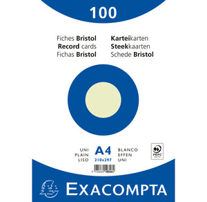 Paquet de 100 Fiches bristol vert 210x297 s/film NP x 10 EXACOMPTA
