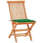 vidaXL Ensemble de bistro 3 Pièces avec coussins vert Bois de teck massif