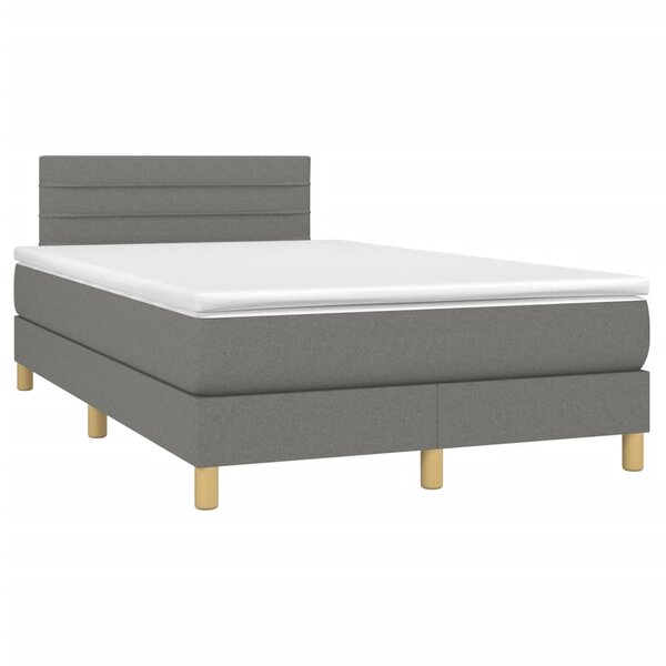 vidaXL Sommier à lattes de lit avec matelas gris foncé 120x190cm tissu