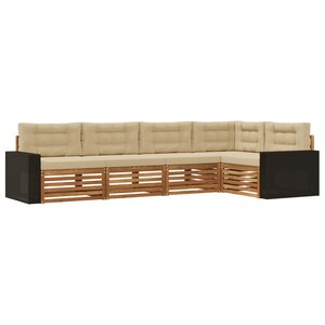 vidaXL Ensemble de canapés d'extérieur 5 pc Naturel et Beige Polyester