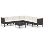 vidaXL Salon de jardin 8 Pièces avec coussins résine tressée noir