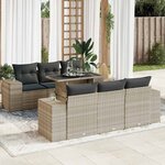 vidaXL Salon de jardin avec coussins 7 Pièces gris clair résine tressée