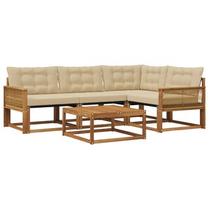 vidaXL Ensemble de canapés d'extérieur 5 Pièces Naturel et Beige