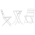 vidaXL Ensemble bistro de jardin 3 pc Blanc Acier