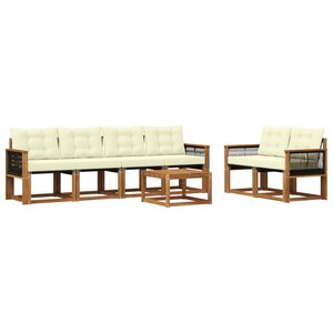 vidaXL Ensemble de canapés d'extérieur 7 pc Naturel et Crème