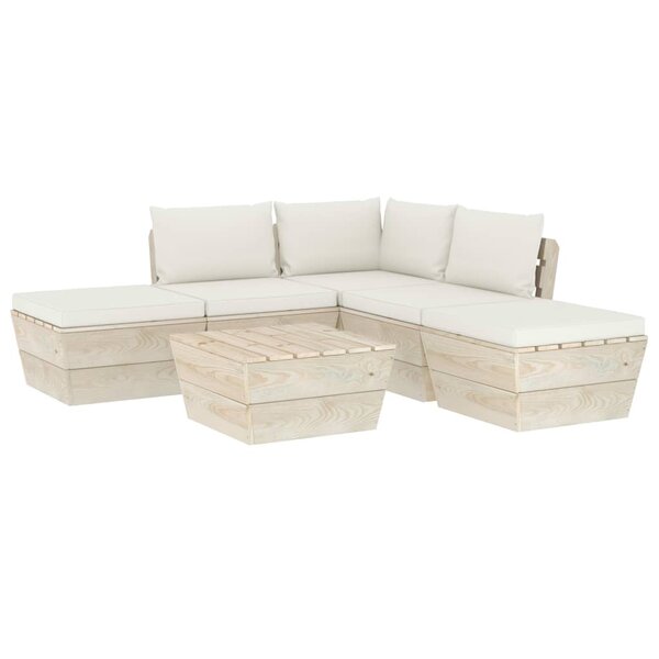 vidaXL Salon de jardin palette 6 Pièces avec coussins bois d'épicéa