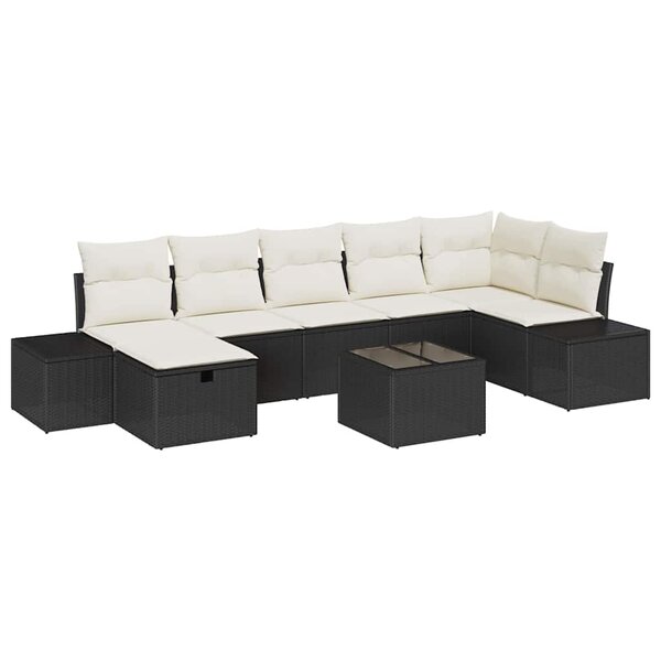 vidaXL Ensemble de canapé de jardin 8 Pièces Noir 55 x 62 x 69 cm