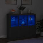 vidaXL Buffets avec lumières LED 3 Pièces noir bois d'ingénierie