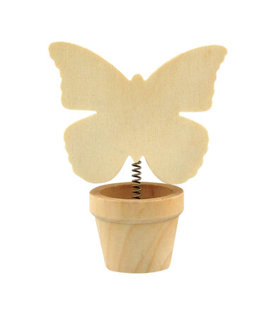 Pot de fleur en bois avec pince papillon 7 5 x 4 x 11 cm