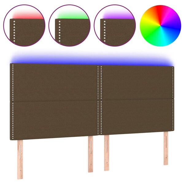 vidaXL Tête de lit à LED Marron foncé 200x5x118/128 cm Tissu