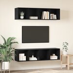 vidaXL Meuble TV mural avec étagère avec stockage 4 Pièces Chêne noir 37 x 37 x 72 cm