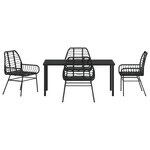 vidaXL Ensemble de salle à manger pour jardin 5 Pièces Noir polyrotin