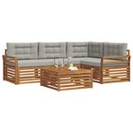 vidaXL Ensemble de canapés d'extérieur 5 Pièces Gris Naturel et Clair