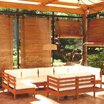 vidaXL Salon de jardin 9 Pièces avec coussins Marron miel Bois de pin