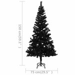 vidaXL Arbre de Noël artificiel pré-éclairé et boules noir 150 cm PVC