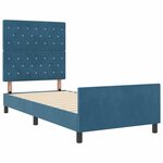 vidaXL Lit à ressorts avec tête de lit Bleu foncé 90 x 190 cm Velours