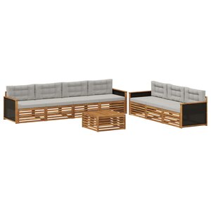 vidaXL Ensemble de canapés d'extérieur 8 pc Naturel et gris clair