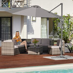 Tectake Parasol DARIA 300 cm - rouge bordeaux