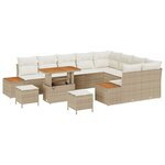 vidaXL Ensemble de canapé de jardin 12 Pièces Beige Poly rotin