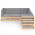 vidaXL Salon de jardin 5 Pièces avec coussins Bois de pin massif
