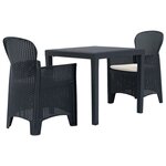 vidaXL Ensemble de bistro 3 Pièces Plastique Anthracite Aspect de rotin
