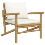 vidaXL Salon de jardin 3 Pièces avec coussins blanc crème bambou