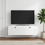 vidaXL Meuble TV mural Montage mural Blanc brillant 98 x 41 x 30 cm