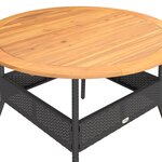 vidaXL Table de jardin et dessus en bois d'acacia noir résine tressée