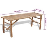 vidaXL Table de brasserie avec 2 bancs 100 cm Bambou