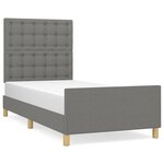 vidaXL Cadre de lit avec tête de lit Gris foncé 90x190 cm Tissu