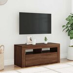 vidaXL Meuble TV avec lumières LED Chêne marron 90x35x40 cm