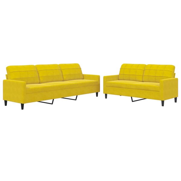 vidaXL Ensemble de canapés 2 Pièces avec coussins Jaune Velours