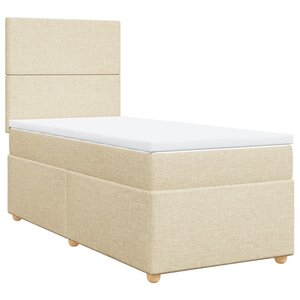 vidaXL Sommier à lattes de lit avec matelas Crème 90x200 cm Tissu