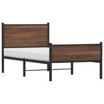 vidaXL Cadre de lit en métal sans matelas chêne marron 90x200 cm