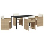 vidaXL Ensemble de salle à manger pour jardin 5 Pièces Beige polyrotin