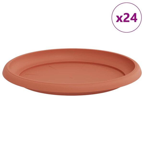 vidaXL Plateau à fleurs rond 24 Pièces Rouge brique Ø 23 5 x 2 5 cm