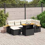 vidaXL Salon de jardin 7 Pièces avec coussins noir résine tressée