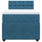 vidaXL Sommier à lattes de lit avec matelas bleu 90x200 cm velours