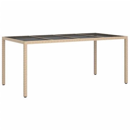vidaXL Table de jardin Beige 190x90x75 cm Verre trempé/résine tressée