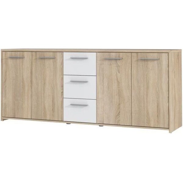 FINLANDEK Buffet bas - Décor chene sonoma et blanc mat - Contemporain - PILVI - L 179 cm