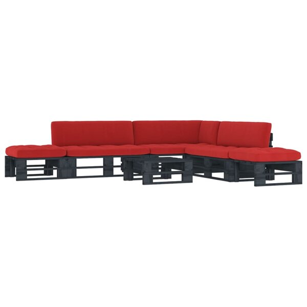 vidaXL Salon de jardin palette 6Pièces avec coussins Pin imprégné de noir
