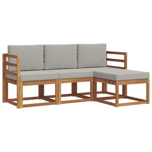 vidaXL Ensemble de canapés d'extérieur 4 pc Gris Naturel et Clair