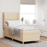 vidaXL Lit à ressorts avec matelas gris foncé 90x190 cm Crème