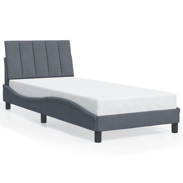 vidaXL Cadre de lit sans matelas Hanko gris foncé 90x190 cm velours